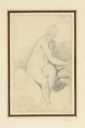 Sittende naken.