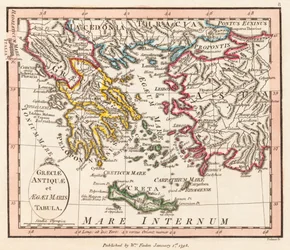 Antikkens Hellas. Egeerhavet. Lilleasia. Kart.