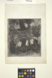 Landskap med faun og basseng (reflektert landskap) (etsing)
