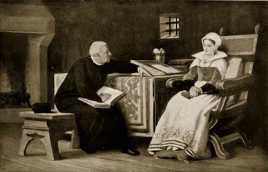 Lady Jane Gray i fengsel, illustrasjon fra 'Hutchinson's Story of the British Nation', ca. 1923