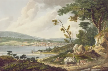 Newburg, nr. 14 fra Hudson River Portfolio, gravert av J. Hill, 1821-25