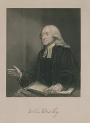 Portrett av John Wesley (1703-91) gravert av William Holl (1807-71) pub. av A. Fullarton und Co.