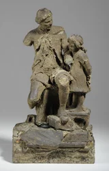 Maquette for Joshua Reynolds med barn (plasticine)