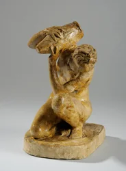 Maquette for en statuett av en kvinne som vasker