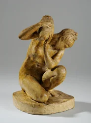 Maquette for en statuett av en kvinne som vasker