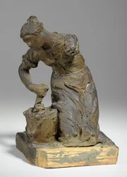 Maquette for en figur av en vaskekvinne (plasticine)