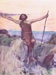 Stemmen til en som gråter i villmarken, fra The Bible Story utgitt av Hodder & Stoughton, ca. 1930