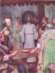 Så kom Jesus og sto midt i mellom, fra The Bible Story utgitt av Hodder & Stoughton, ca. 1930