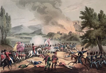 Slaget ved Pombal, 12. mars 1811, gravert av Thomas Sutherland (f. ca. 1785)