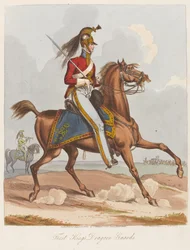 First Kings Dragoon Guards, 1820 (farget akvatint)