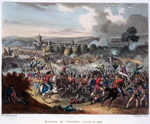 Lord Wellington (1769-1852) på vei inn i Salamanca, illustrasjon til et narrativt dikt av Dr. Syntax, 1818 (farget akvatint)