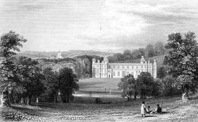 Audley End, Essex, gravert av Henry Adlard, 1832