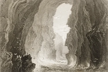 Dunkerry Cave, County Antrim, Nord-Irland, fra 