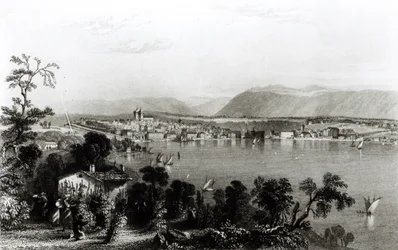Genève fra Coligny, gravert av Robert Wallis