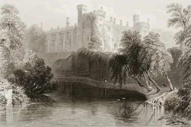 Kilkenny Castle, County Kilkenny, Irland, fra "Scenery and Antiquities of Ireland" av George Virtue, 1860-tallet