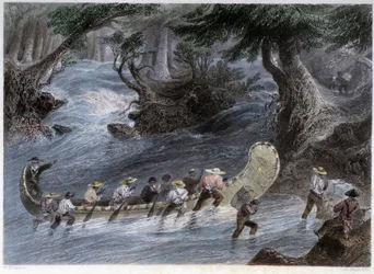 Kanopadling for menn - i "" kanadisk natur illustrert" av Bartlett W. H.