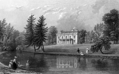 Moor Hall nær Harlow, Essex, gravert av John Rogers, 1833