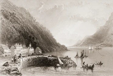 Rosstrevor Pier, County Down, fra "Scenery and Antiquities of Ireland" av George Virtue, 1860-tallet