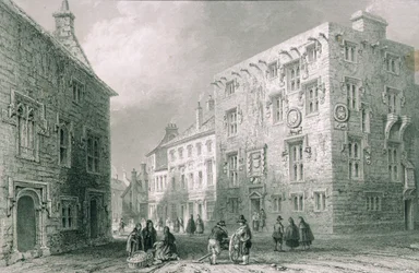 Gatescene i Galway, County Galway, fra "Scenery and Antiquities of Ireland" av George Virtue, 1860-tallet