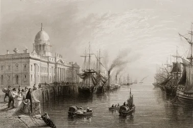 Tollbygningen i Dublin, fra «Irlands landskap og oldtidsminner» av George Virtue, 1860-årene
