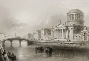 Four Courts, Dublin, fra «Scenery and Antiquities of Ireland» av George Virtue, 1860-årene