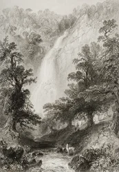 The Waterfall, Powerscourt, County Wicklow, Irland, fra 