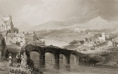 Utsikt over Bray, County Wicklow, Irland, fra "Scenery and Antiquities of Ireland" av George Virtue, 1860-tallet