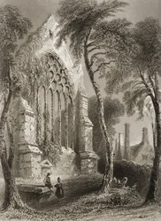 Youghal Abbey, County Cork, Irland, fra "Scenery and Antiquities of Ireland" av George Virtue, 1860-tallet