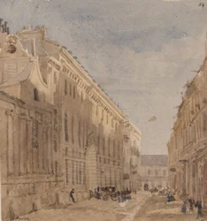 Begynnelsen av Kings Stabling, Paris, ca. 1828 (wc på papir)