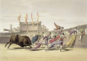 Chulos Playing the Bull, 1865