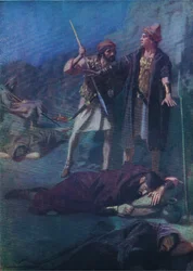 David sparer Saul, fra The Bible Picture Book utgitt av Thomas Nelson, ca. 1950