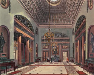 The Hall of Entrance, Carlton House fra Pynes Royal Residences, 1818
