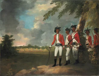 En leir på tusen menn dannet av Augustus Cleveland tre mil fra Bhagalpur, med herskapshuset hans i det fjerne