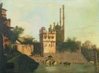 Foster 94 (88) Aurangzebs moske ved elven Ganges, Palace of Raja Abal, Benares