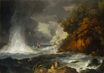 HMS #39;Resolution#39; utenfor Cape Stephens med vannrør, mai 1773