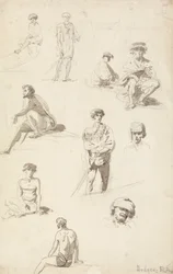 Ark med studier av orientalske figurer