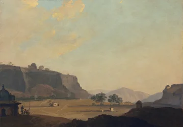 Utsikt nær Fort Gwalior, India, ca. 1783