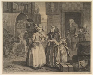 A Harlots Progress, Plate 1, før april 1732.