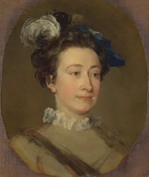 Jente i en plymet hatt, ca. 1740.