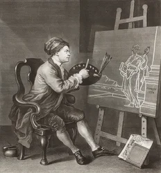 Hogarth Painting the Comic Muse / Hogarth malt die komische Muse. 1764