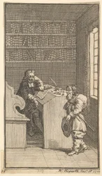 Hudibras og advokaten Sytten små illustrasjoner for Samuel Butlers Hudibras, nr..., 1721-26.