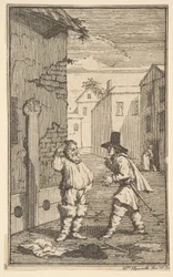Hudibras og Ralpho diskuterer sytten små illustrasjoner for Samuel Butlers Hudibras..., 1721-26.