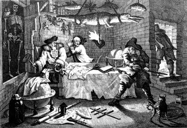Illustrasjon fra diktet Hudibras, av Samuel Butler, 1726.