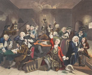 Scene in a Gaming House, plate VI fra 