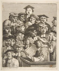 Forskere ved en forelesning, 3. mars 1736.