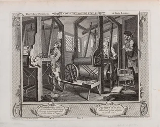 The Fellow 'Prentices at their Looms. Serien Industri og lediggang, 1747.