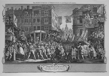 Den flittige Prentice Lord-Mayor of London - Plate 12 fra Industry and Idleness, 1747