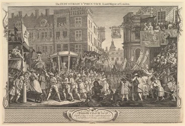 The Industrious Prentice Lord Mayor of London: Industry and Idleness, plate..., 30. september 1747.