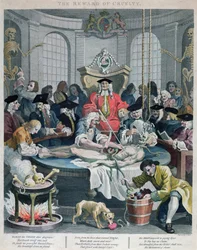 Grusomhetens belønning, fra «De fire stadiene av grusomhet», gravert av Thomas Cook (1744-1818), 1799