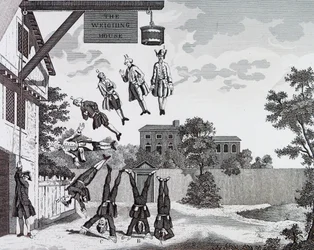Veiehuset. (absolutt gravitasjon) av William Hogarth